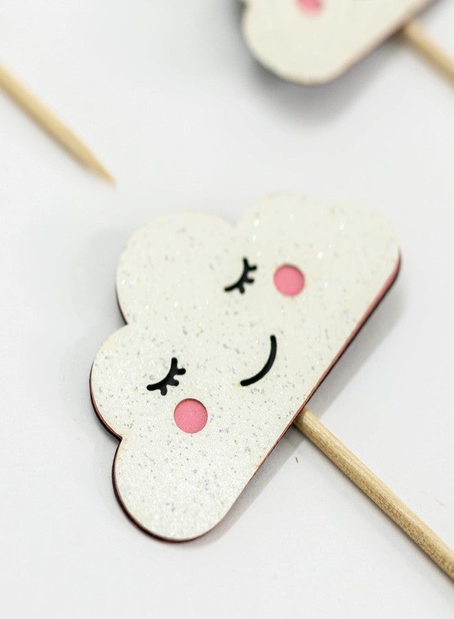 Confetti! Cloud Cupcake Toppers - Pack of 12 White Clouds for Baby Showers, Birthdays, Weddings, and More - Adorable, and Easy to Use - Image 4